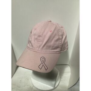 women's pink adj. cap w/studded ribbon